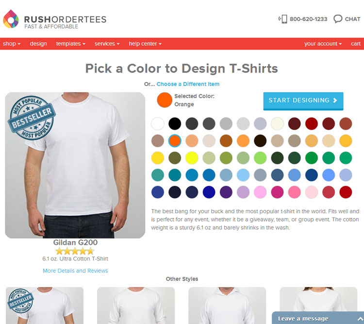 Rushordertees on the browser